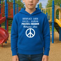 Birthplace Earth Race Human Religion Love Peace Kids Hoodie