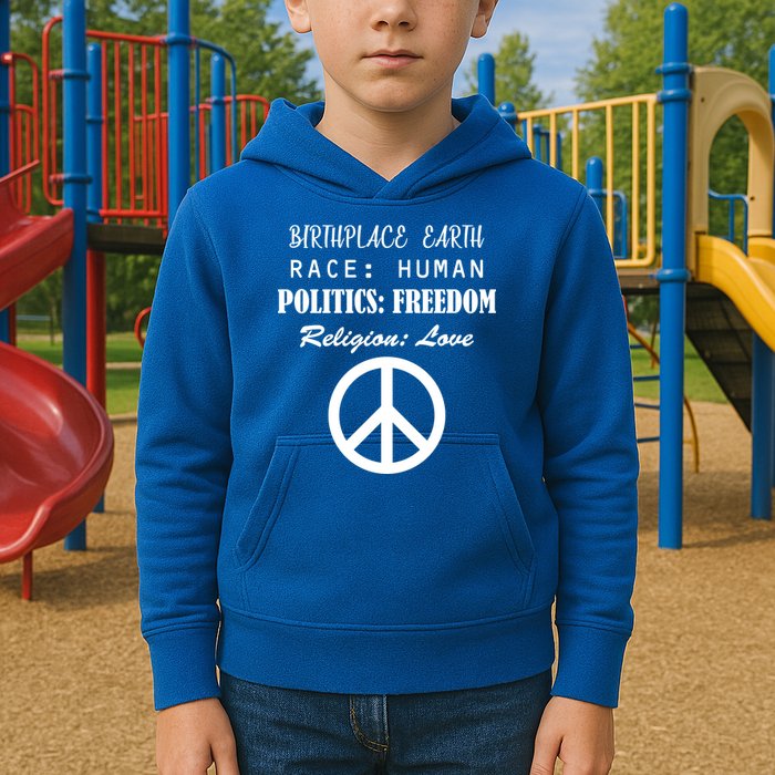 Birthplace Earth Race Human Religion Love Peace Kids Hoodie