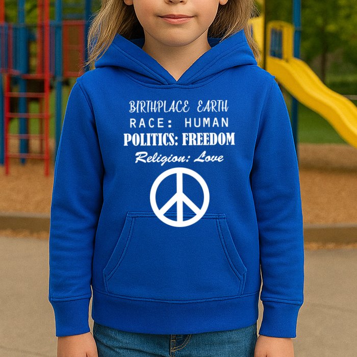Birthplace Earth Race Human Religion Love Peace Kids Hoodie