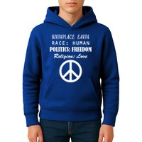 Birthplace Earth Race Human Religion Love Peace Kids Hoodie