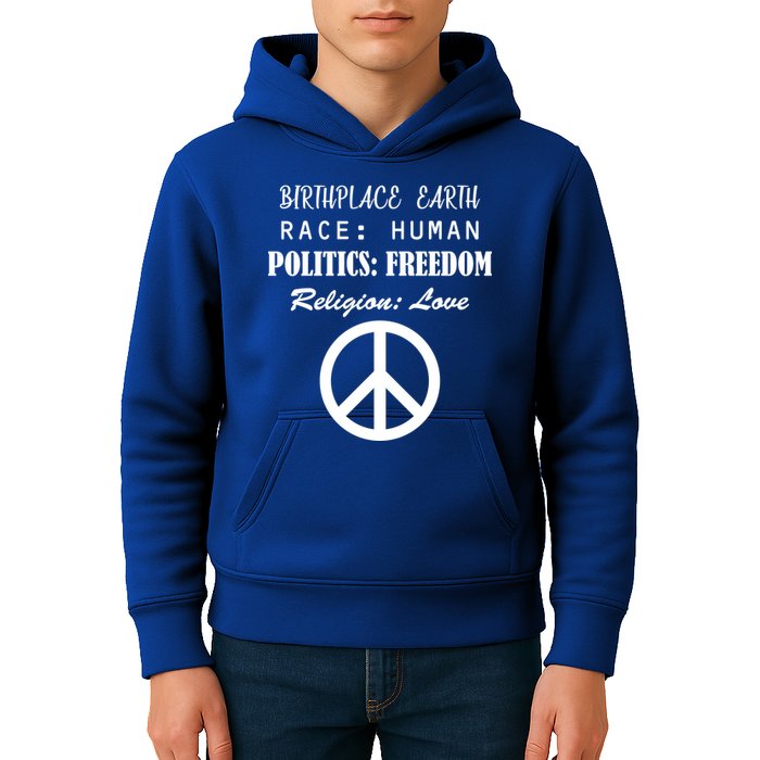 Birthplace Earth Race Human Religion Love Peace Kids Hoodie