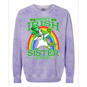 Best Irish Sister Ever St PatrickS Day Unicorn Cute Gift Colorblast Crewneck Sweatshirt