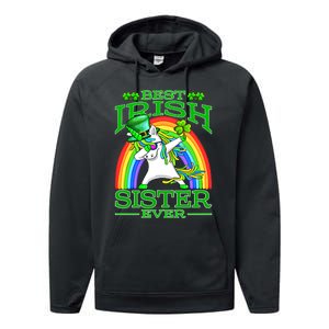 Best Irish Sister Ever St PatrickS Day Unicorn Cute Gift Performance Fleece Hoodie