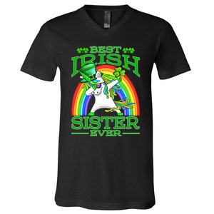 Best Irish Sister Ever St PatrickS Day Unicorn Cute Gift V-Neck T-Shirt