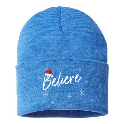 Believe In Santa Claus Christmas Meme Gift Funny Gift Sustainable Knit Beanie