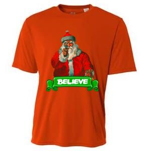 Believe In Santa Funny Christmas Funny Gift Cooling Performance Crew T-Shirt