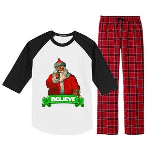 Believe In Santa Funny Christmas Funny Gift Raglan Sleeve Pajama Set