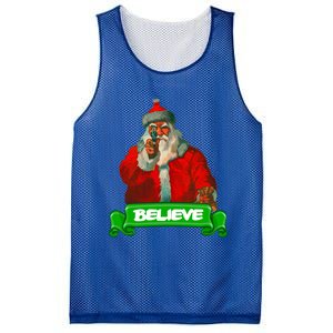 Believe In Santa Funny Christmas Funny Gift Mesh Reversible Basketball Jersey Tank