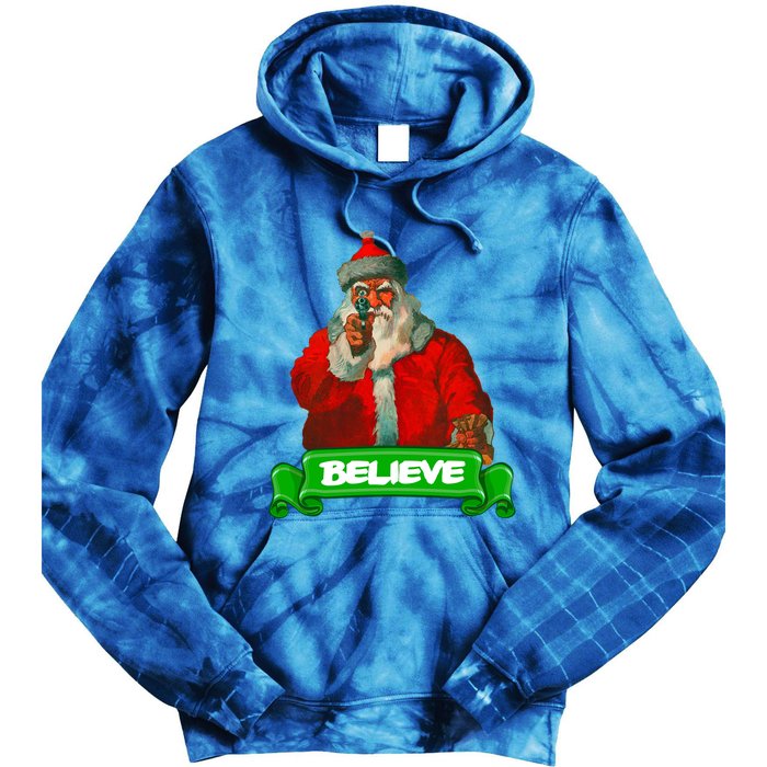 Believe In Santa Funny Christmas Funny Gift Tie Dye Hoodie