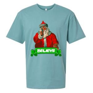 Believe In Santa Funny Christmas Funny Gift Sueded Cloud Jersey T-Shirt