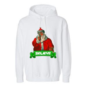 Believe In Santa Funny Christmas Funny Gift Garment-Dyed Fleece Hoodie