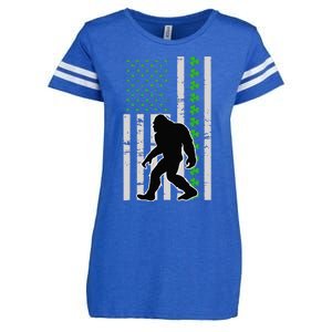 Bigfoot Irish St Patricks Day USA Flag Sasquatch Enza Ladies Jersey Football T-Shirt