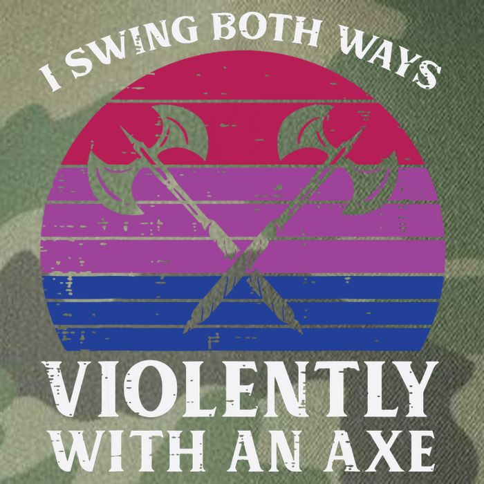 Bisexual I Swing Both Ways Axe Funny Bi Pride Flag Lgbtq Legacy Tie Dye Trucker Hat