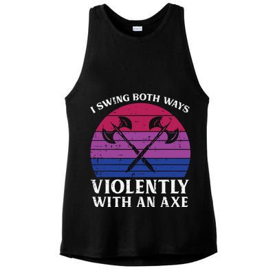 Bisexual I Swing Both Ways Axe Funny Bi Pride Flag Lgbtq Ladies PosiCharge Tri-Blend Wicking Tank