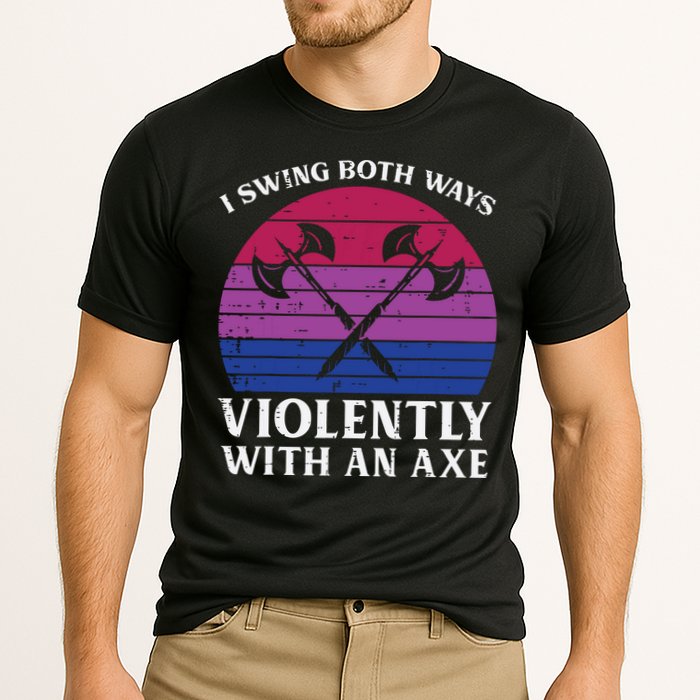 Bisexual I Swing Both Ways Axe Funny Bi Pride Flag Lgbtq Performance Shirt