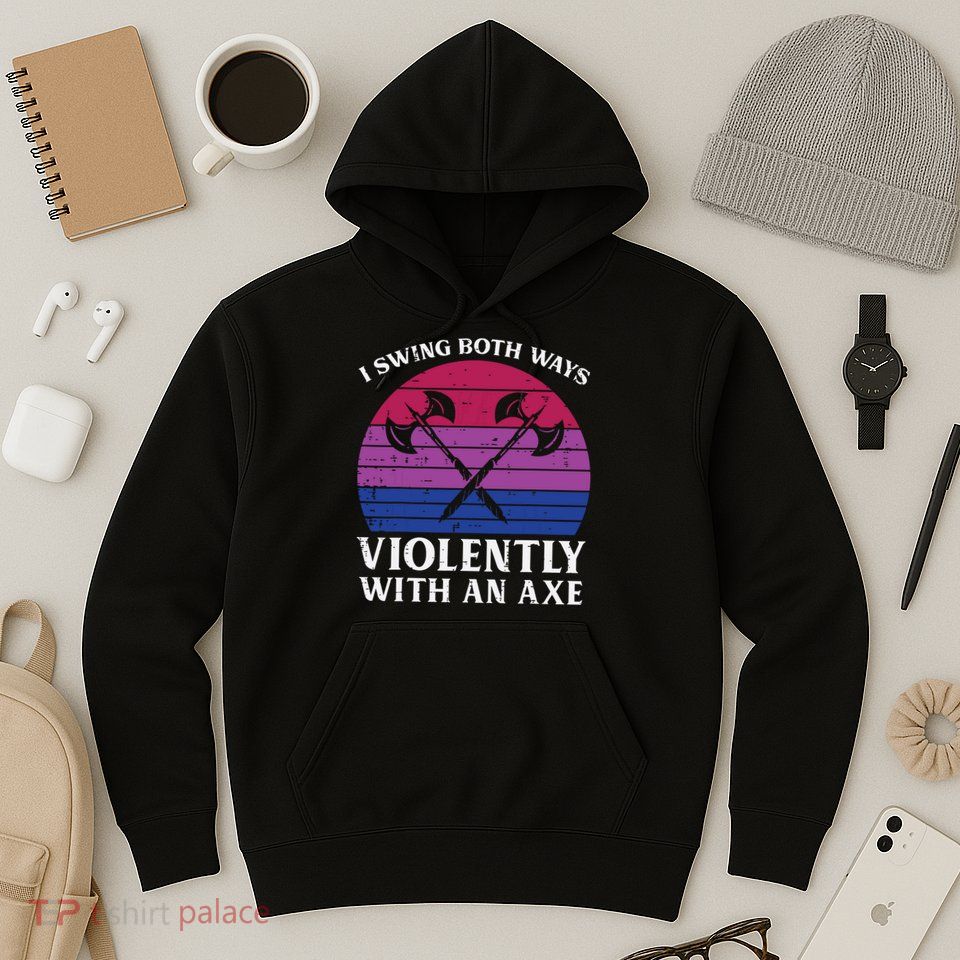 Bisexual I Swing Both Ways Axe Funny Bi Pride Flag Lgbtq Hoodie