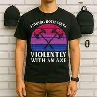 Bisexual I Swing Both Ways Axe Funny Bi Pride Flag Lgbtq T-Shirt