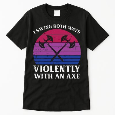 Bisexual I Swing Both Ways Axe Funny Bi Pride Flag Lgbtq Tall T-Shirt