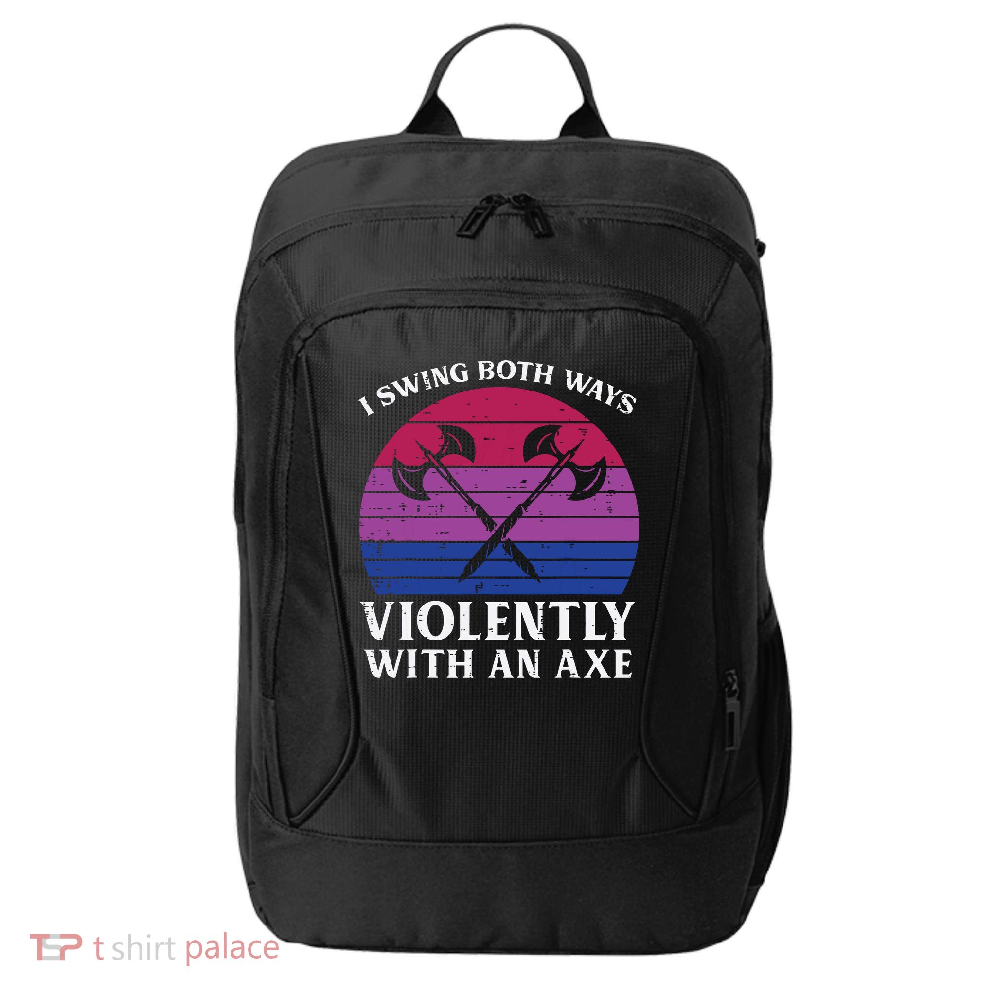 Bisexual I Swing Both Ways Axe Funny Bi Pride Flag Lgbtq City Backpack