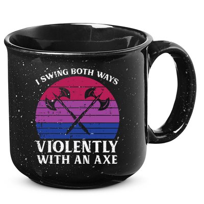 Bisexual I Swing Both Ways Axe Funny Bi Pride Flag Lgbtq 15oz Campfire Ceramic Mug