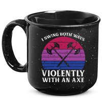 Bisexual I Swing Both Ways Axe Funny Bi Pride Flag Lgbtq 15oz Campfire Ceramic Mug
