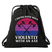 Bisexual I Swing Both Ways Axe Funny Bi Pride Flag Lgbtq Drawstring Bag