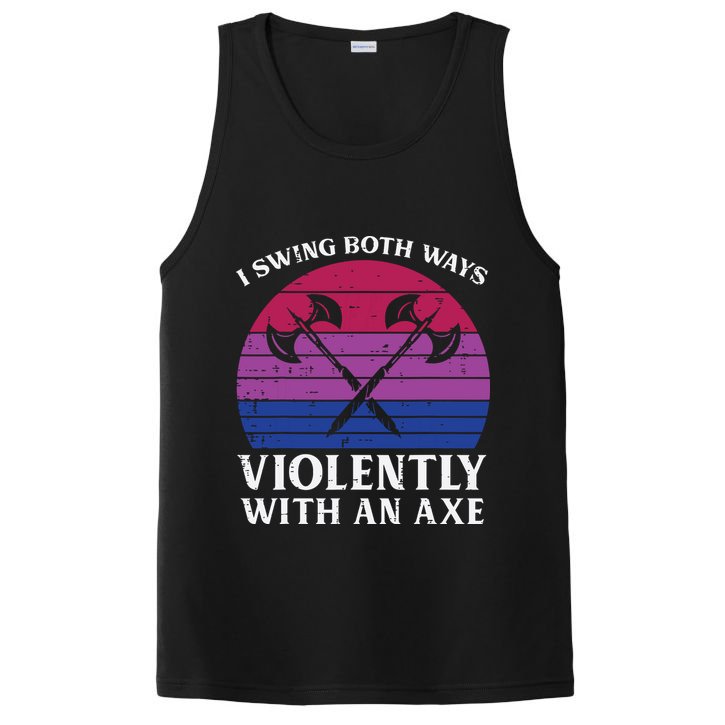 Bisexual I Swing Both Ways Axe Funny Bi Pride Flag Lgbtq PosiCharge Competitor Tank