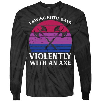 Bisexual I Swing Both Ways Axe Funny Bi Pride Flag Lgbtq Tie-Dye Long Sleeve Shirt