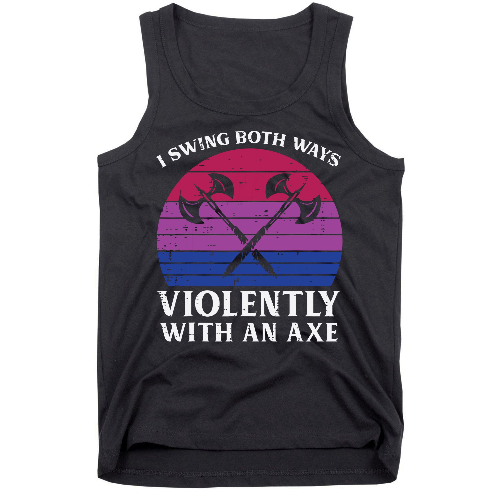 Bisexual I Swing Both Ways Axe Funny Bi Pride Flag Lgbtq Tank Top