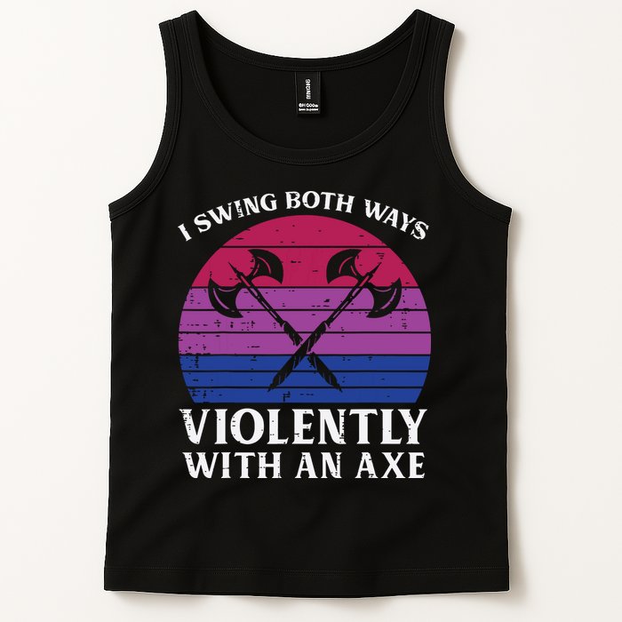 Bisexual I Swing Both Ways Axe Funny Bi Pride Flag Lgbtq Tank Top