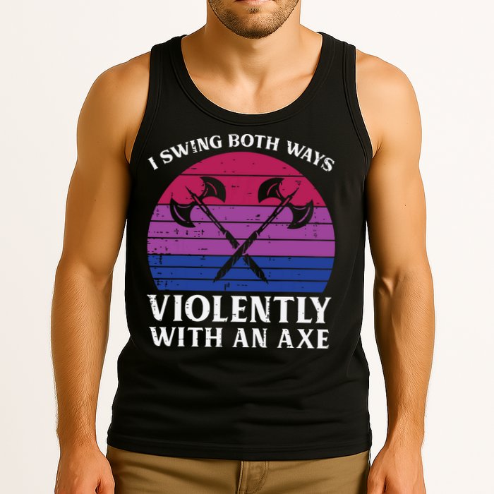 Bisexual I Swing Both Ways Axe Funny Bi Pride Flag Lgbtq Tank Top