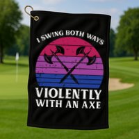 Bisexual I Swing Both Ways Axe Funny Bi Pride Flag Lgbtq Golf Towel
