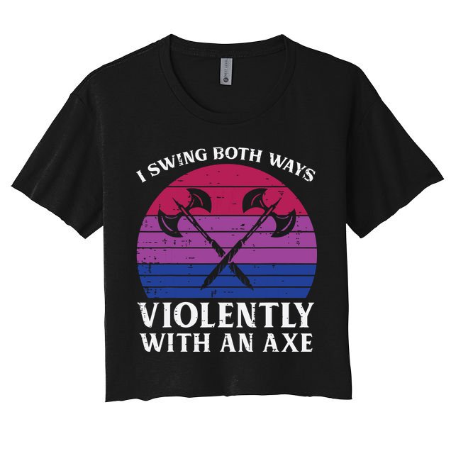 Bisexual I Swing Both Ways Axe Funny Bi Pride Flag Lgbtq Crop Top