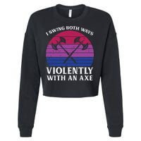 Bisexual I Swing Both Ways Axe Funny Bi Pride Flag Lgbtq Cropped Pullover Crew
