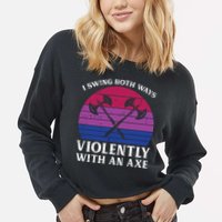 Bisexual I Swing Both Ways Axe Funny Bi Pride Flag Lgbtq Cropped Pullover Crew