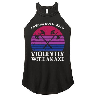 Bisexual I Swing Both Ways Axe Funny Bi Pride Flag Lgbtq Women's Perfect Tri Rocker Tank