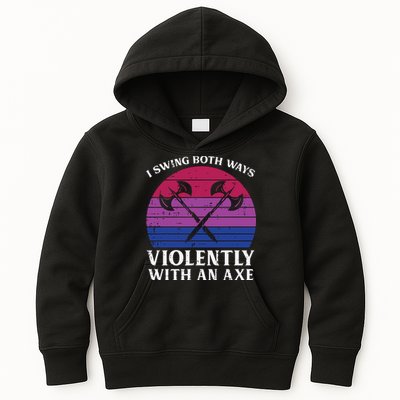 Bisexual I Swing Both Ways Axe Funny Bi Pride Flag Lgbtq Kids Hoodie