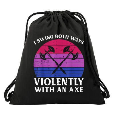 Bisexual I Swing Both Ways Axe Funny Bi Pride Flag Lgbtq Drawstring Bag