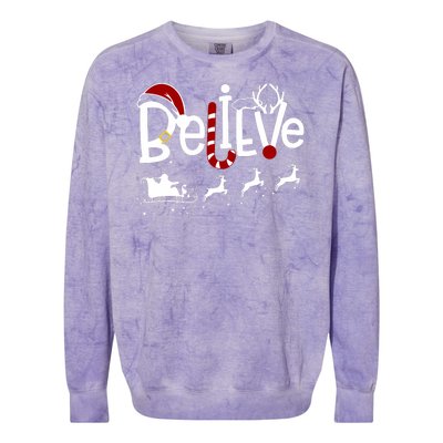 Believe In Santa Clause Christmas Colorblast Crewneck Sweatshirt