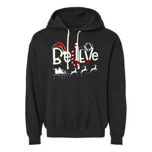 Believe In Santa Clause Christmas Garment-Dyed Fleece Hoodie