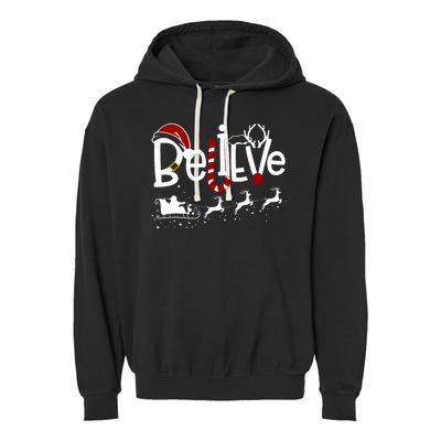 Believe In Santa Clause Christmas Garment-Dyed Fleece Hoodie