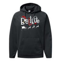 Believe In Santa Clause Christmas Performance Fleece Hoodie