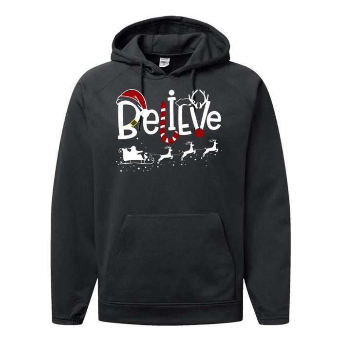 Believe In Santa Clause Christmas Performance Fleece Hoodie