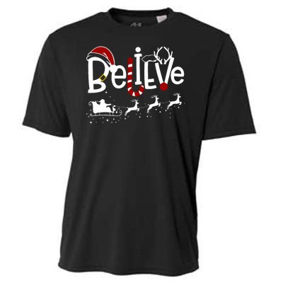 Believe In Santa Clause Christmas Cooling Performance Crew T-Shirt