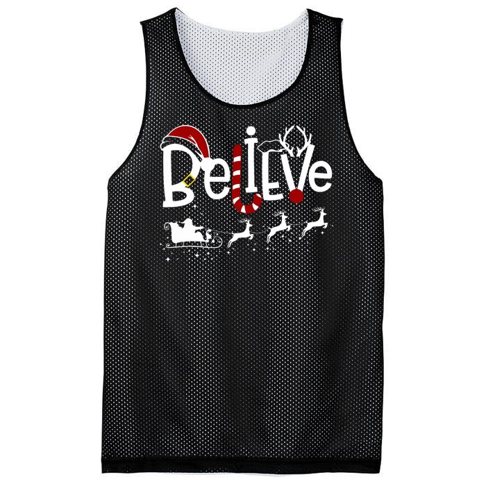 Believe In Santa Clause Christmas Mesh Reversible Basketball Jersey Tank