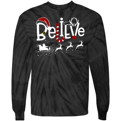 Believe In Santa Clause Christmas Tie-Dye Long Sleeve Shirt