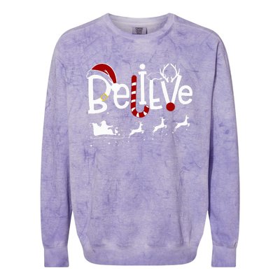 Believe In Santa Clause Christmas Women Girl Boy Colorblast Crewneck Sweatshirt