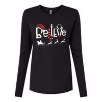 Believe In Santa Clause Christmas Women Girl Boy Womens Cotton Relaxed Long Sleeve T-Shirt