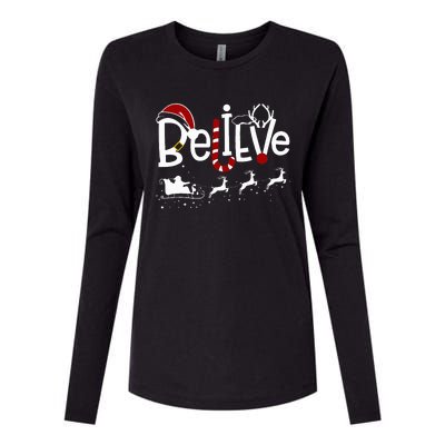 Believe In Santa Clause Christmas Women Girl Boy Womens Cotton Relaxed Long Sleeve T-Shirt