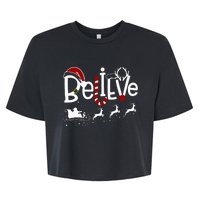 Believe In Santa Clause Christmas Women Girl Boy Bella+Canvas Jersey Crop Tee